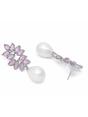 Light Pink Marquise Leaf Pearl Drop Earrings, Image 2 of 3