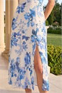 White Floral Print V-Neck Midi Dress, Image 4 of 4