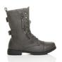 Grey AJVANI Grey Lace Up Zips Military Biker Ankle Boots, Image 2 of 6