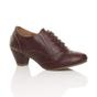 Burgundy AJVANI Burgundy Mid Heel Brogue Ankle Boots Shoe Boots, Image 1 of 5