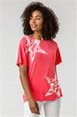 Coral Star Print Lounge T-Shirt, Image 1 of 4