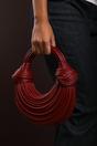 Maroon Blossom Curved Metallic Shoulder Bag, Image 2 of 6