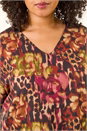Neutral Curve Animal Print V-Neck Top, Image 5 of 5
