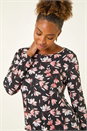 Coral Floral Puff Print Stretch Top, Image 4 of 5