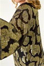 Gold Curve Floral Foil Print Kimono, Image 5 of 5
