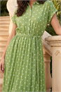 Sage Polka Dot Pleated Shirt Midi Dress , Image 4 of 4