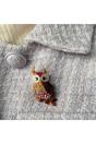 Gold Owl Brooch with Diamante, Image 1 of 2