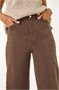 Chocolate Cotton Blend Wide Leg Stretch Jeans, Image 5 of 7