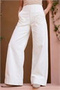White Cotton Stretch Wide Leg Jean, Image 1 of 4