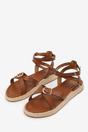 Tan 'Sofia' Cross Over Buckle Strap Sandals, Image 2 of 4