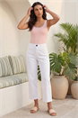 White Cropped Stretch Culotte, Image 4 of 4