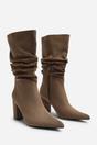 Taupe Lilyana Ruched Heeled Calf Boot In Taupe Suede, Image 3 of 4