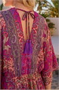 Fuchsia Paisley Print Boho Maxi Dress, Image 4 of 4