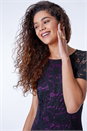 Purple Flute Hem Lace Midi Dress, Image 4 of 5