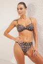 Multi WOVCOR Multi Ruched Bandeau Bikini Top with Ring Detail, Image 1 of 5