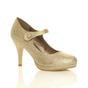 Gold AJVANI Gold High Heel Mary Jane Court Shoes, Image 1 of 6