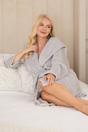 Light Grey Camille Lingerie Light Grey Supersoft Fleece Ribbed Collar Robe, Image 4 of 8