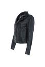 Black 'Eva' Leather Biker Style Jacket Women Coat, Image 3 of 5