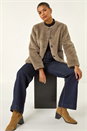 Beige Faux Fur Borg Front Pocket Jacket, Image 2 of 7