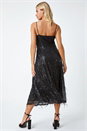 Black Dusk Sequin Tassel Midi Stretch Dress, Image 3 of 5