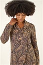 Taupe Paisley Print Cowl Neck Stretch Top, Image 4 of 5