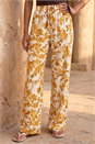 Ochre Floral Sparkle Tie Waist Trouser, Image 1 of 5
