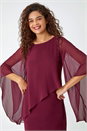 Wine Asymmetric Chiffon Overlay Shift Dress, Image 4 of 5