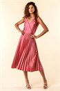 Rose Pleated Midi Wrap Dress, Image 3 of 4