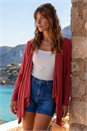 Rust Waterfall Front Jersey Cardigan, Image 3 of 4
