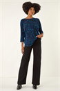 Blue Animal Print Stretch Top, Image 2 of 5