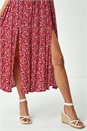 Red Floral Shirred Bardot Maxi Dress, Image 5 of 6