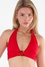 Red Red Halter Bikini Top with Ring Detail, Image 1 of 4
