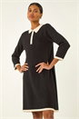 Black Button Detail Knitted Dress, Image 1 of 5