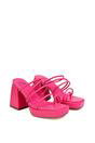 Fuchsia XY LONDON Fuchsia 'Colt' Strappy Square Toe High Block Heel Platform Mule Sandals, Image 4 of 5