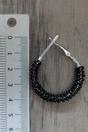 Black Large Bead Braided Boho Huggie Earrings, Image 3 of 6