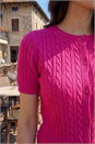 MAGENTA Cable Knit Buttoned Top, Image 4 of 4