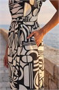 Ivory  Geometric Textured Midi Dress, Image 4 of 4