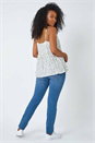 White Ditsy Spot Print Peplum Vest Top, Image 3 of 5