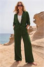Khaki Crepe Elasticated Waist Trouser, Image 4 of 4