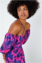Cerise Floral Puff Sleeve Tiered Maxi Dress, Image 5 of 5