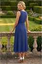 Navy  Chiffon Pleated Neck Midi Dress, Image 2 of 4