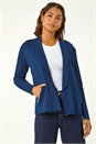 Petrol Blue Knitted Zip Detail Jacket, Image 4 of 5