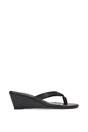 Black 'Rosa' Mid Wedge Heel Sandal Mules With Toe Post, Image 1 of 6