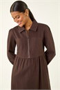 Chocolate Front Zip Midi Dress, Image 4 of 5