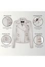 White Leather Brando Biker Jacket-Loddon, Image 3 of 6