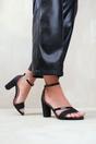 Black 'Perla' Mid High Block Heel Sandals With Ankle Strap, Image 3 of 3