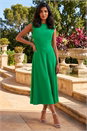 Green Fit & Flare Midi Dress, Image 3 of 4