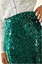 Teal Sequin Embellished Velour Stretch Skirt, Image 5 of 5