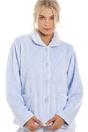 Light Blue Supersoft Diamond Print Button Up Bed Jacket, Image 1 of 4