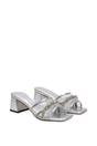 Silver 'Senara' Backless Block Heel Sandals With Crystals and Mesh, Image 3 of 6